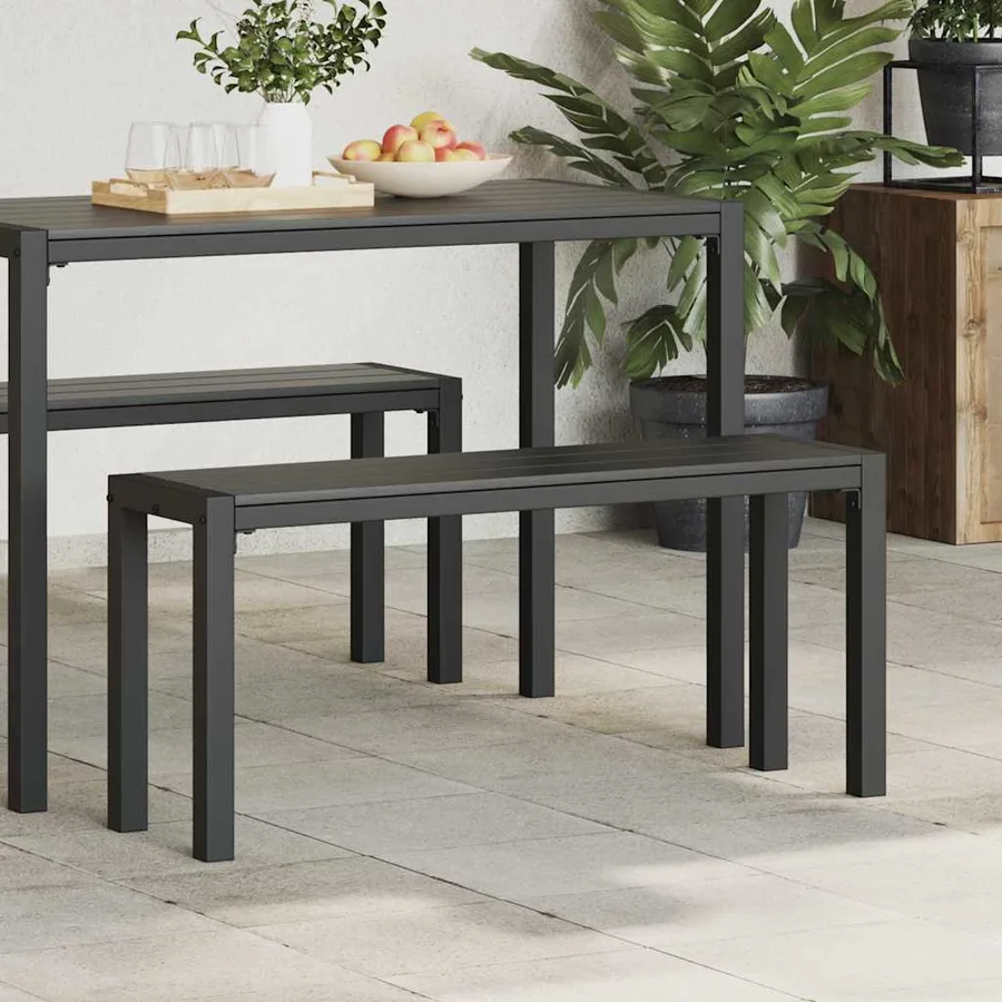 Banc de jardin Noir 100 x 28 x 45cm Acier - 3