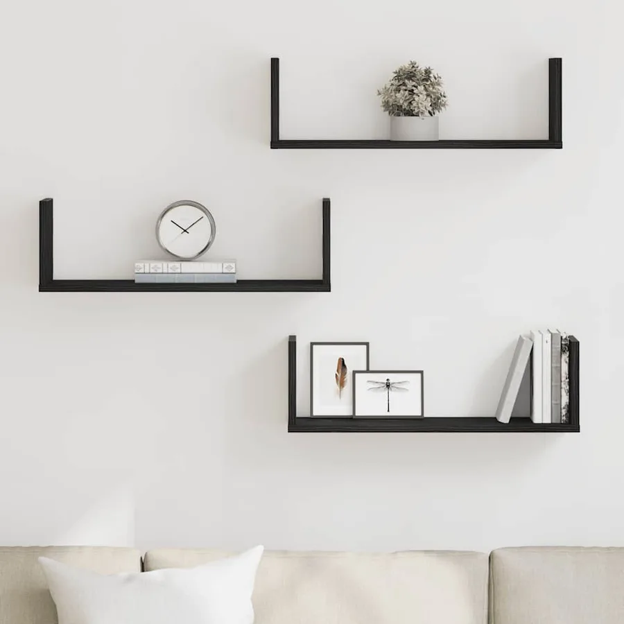 Étagères murales 3 pcs Chêne noir 58x18x18 cm Bois d'ingénierie - 3