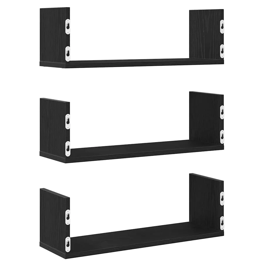 Étagères murales 3 pcs Chêne noir 58x18x18 cm Bois d'ingénierie - 7