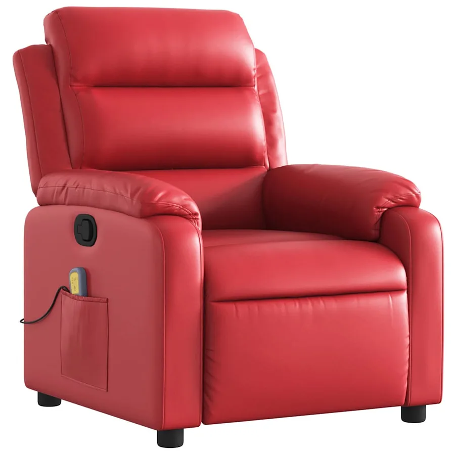 Fauteuil de massage inclinable rouge similicuir - 3