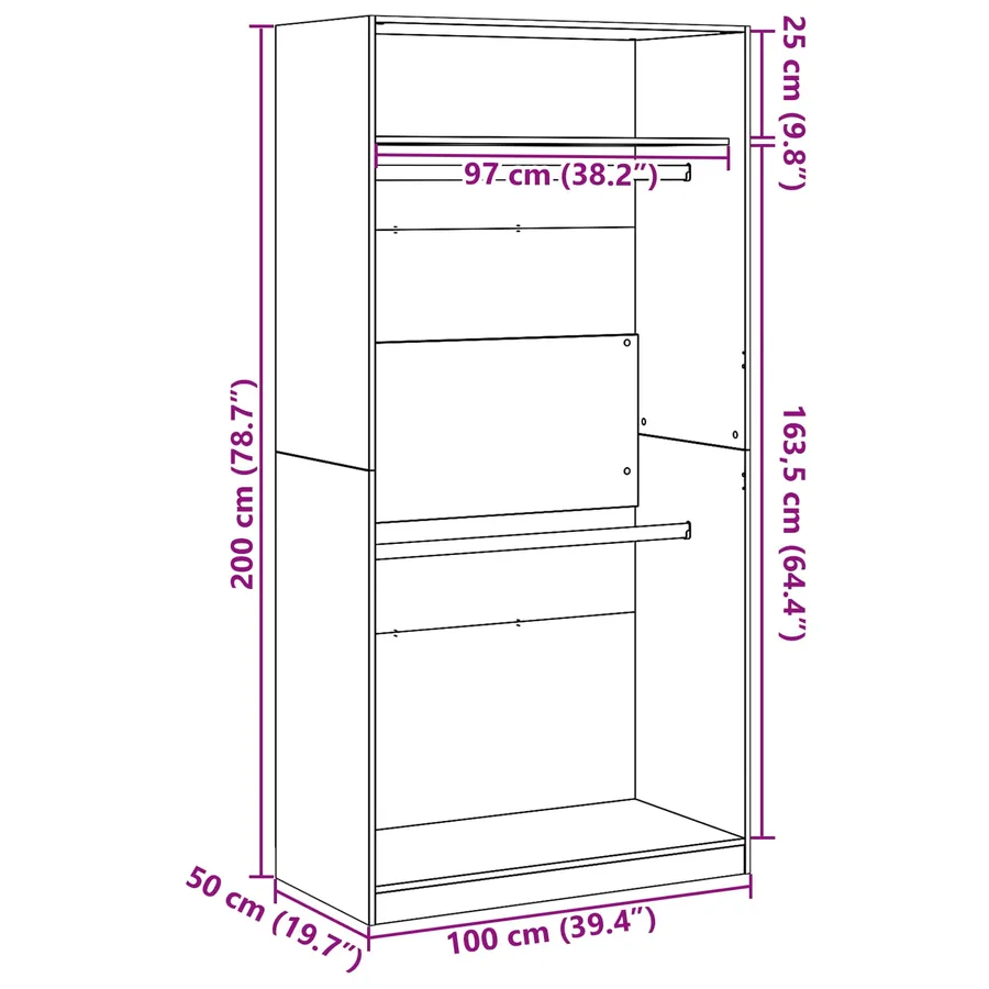 Armoire Chêne noir 100 x 50 x 200 cm Bois d'ingénierie - 12