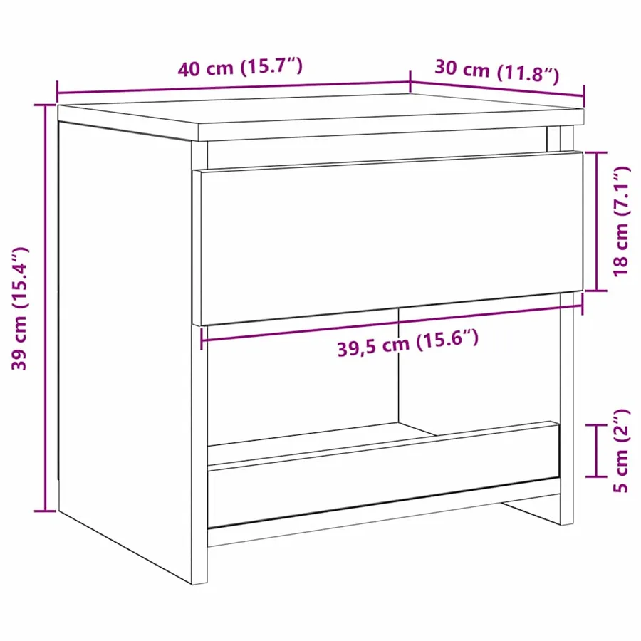 Cabinet de chevet Chêne noir 40 x 30 x 39 cm Bois d'ingénierie - 11