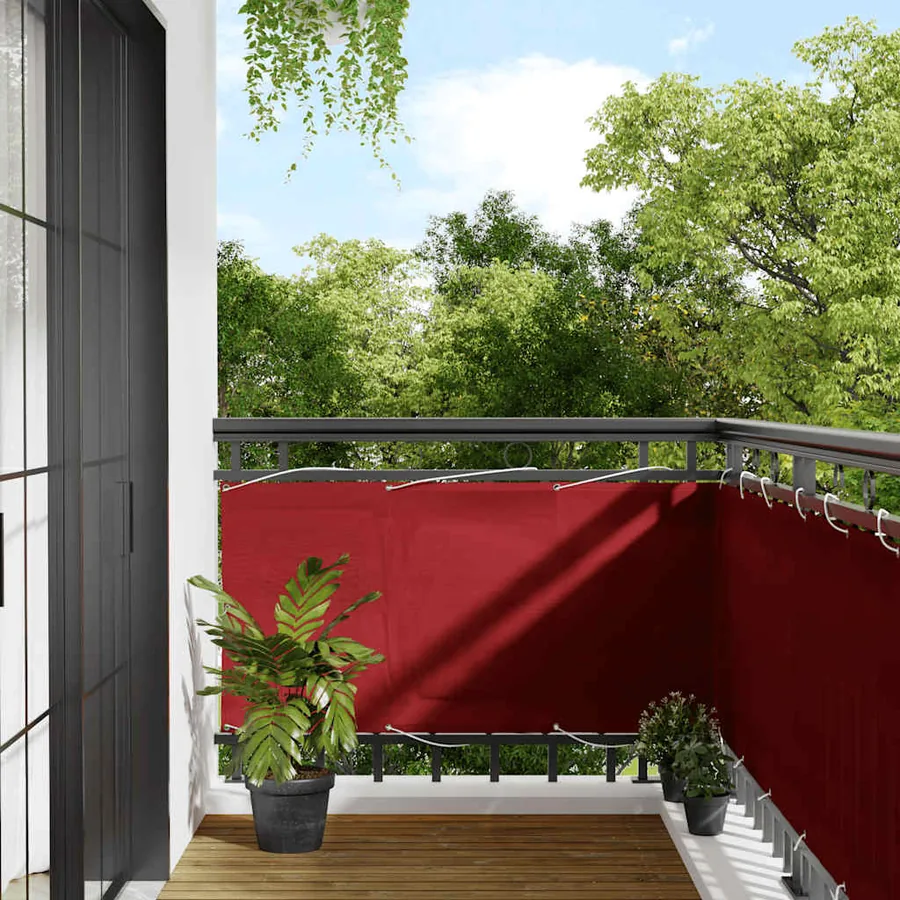 Paravent de balcon rouge 75 x 1000 cm 100 % polyester Oxford