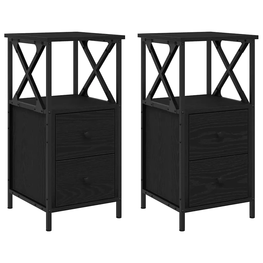 Cabinet de chevet 2 pcs Chêne noir 34 x 35,5 x 70 cm - 6