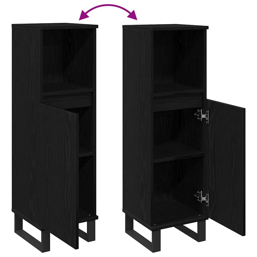 Cabinet de salle de bain avec porte Chêne noir 30 x 30 x 100 cm - 10