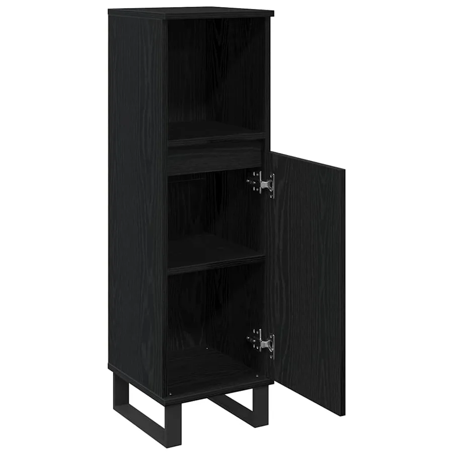 Cabinet de salle de bain avec porte Chêne noir 30 x 30 x 100 cm - 5