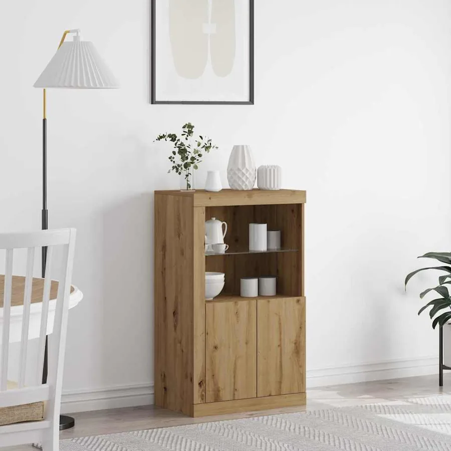 Buffet LED 60,5 x 37 x 100 cm Bois d'ingénierie Chêne artisanal