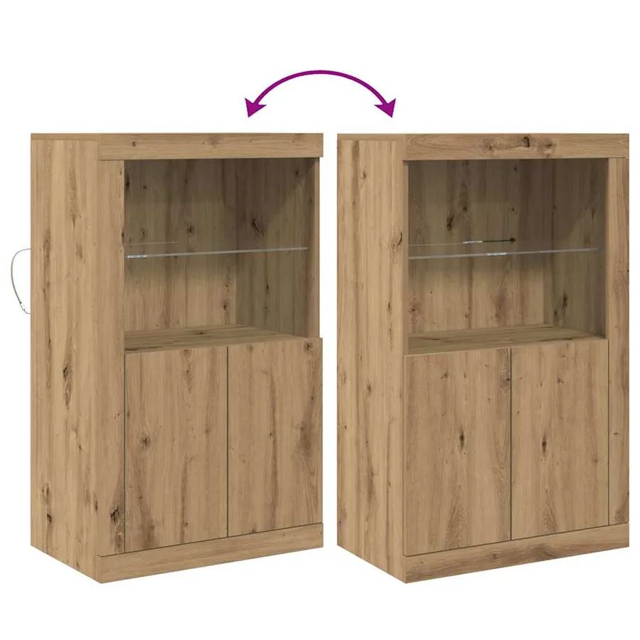 Buffet LED 60,5 x 37 x 100 cm Bois d'ingénierie Chêne artisanal - 13