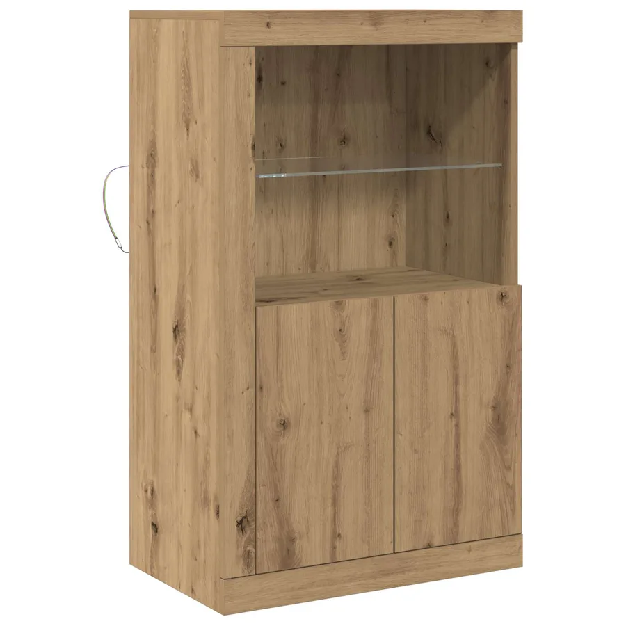Buffet LED 60,5 x 37 x 100 cm Bois d'ingénierie Chêne artisanal - 2
