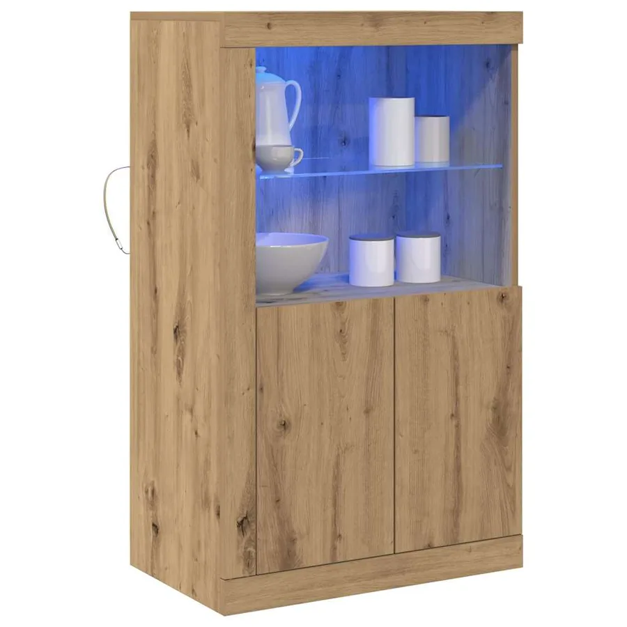 Buffet LED 60,5 x 37 x 100 cm Bois d'ingénierie Chêne artisanal - 3
