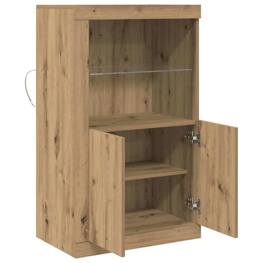 Buffet LED 60,5 x 37 x 100 cm Bois d'ingénierie Chêne artisanal - 7