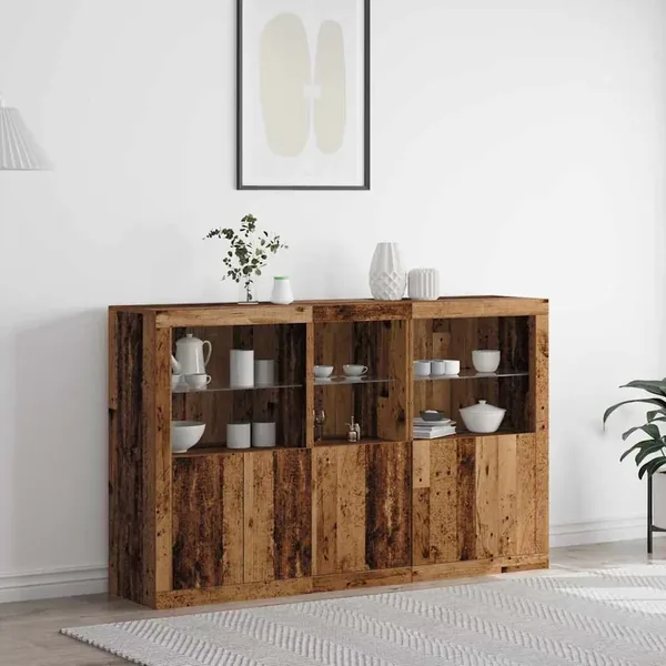 Buffet LED Bois ancien 162 x 37 x 100 cm Bois d'ingénierie