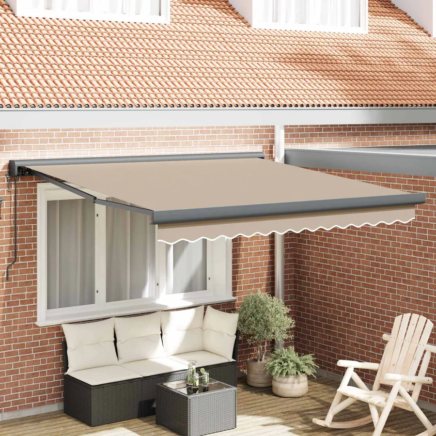 Auvent rétractable Beige 300 x 250 cm Tissu et Métal
