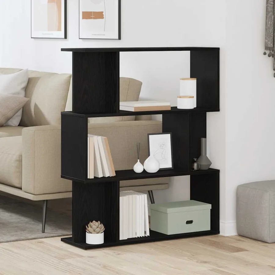 Bibliothèque en chêne noir 80x24x96 cm bois d'ingénierie