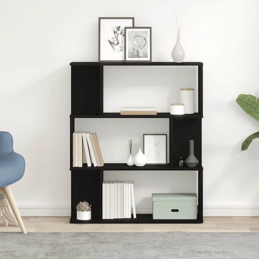 Bibliothèque en chêne noir 80x24x96 cm bois d'ingénierie - 3