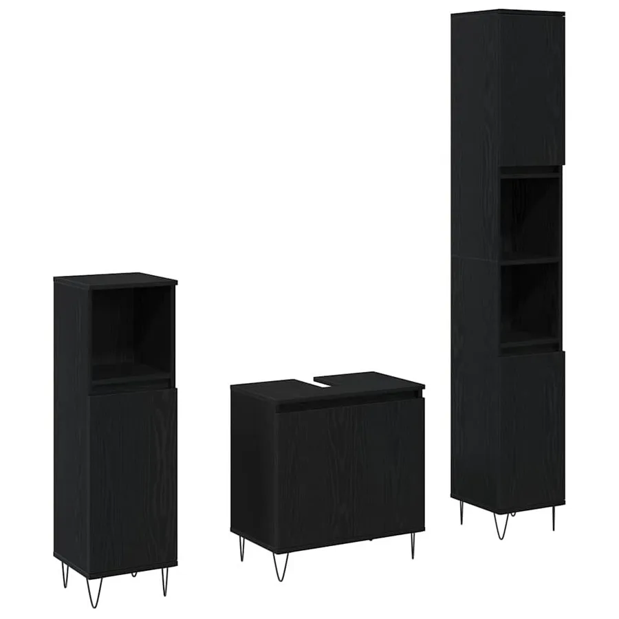 Ensemble de mobilier de salle de bain 3 pcs Chêne noir - 2