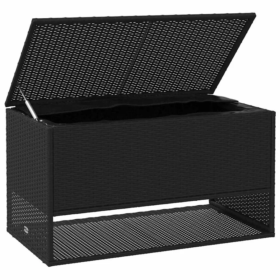 Coffre à coussins d'extérieur noir 100x55x55,5cm résine tressée - 3