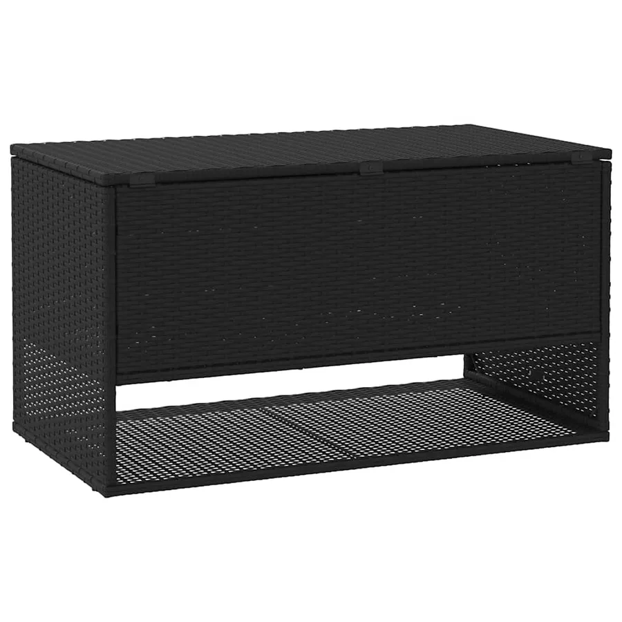 Coffre à coussins d'extérieur noir 100x55x55,5cm résine tressée - 6
