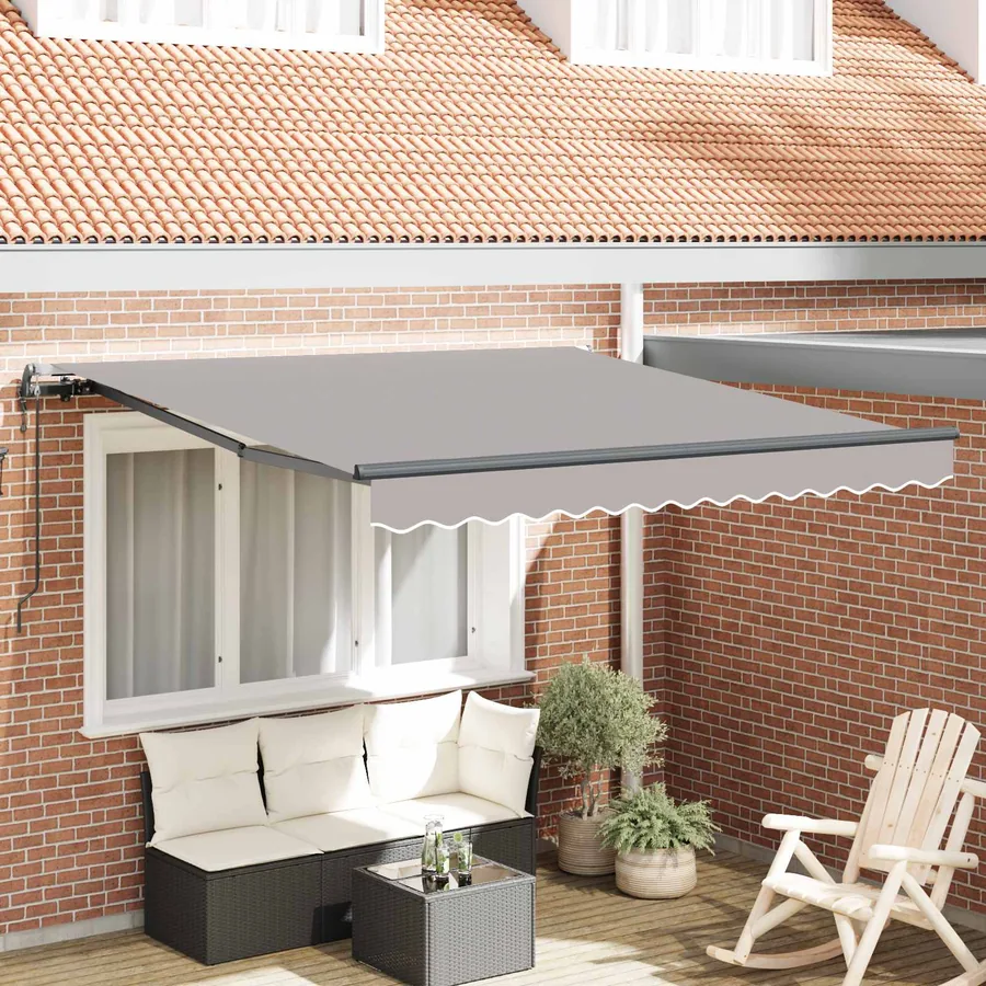 Auvent rétractable Gris clair 300 x 250 cm Tissu et Aluminium