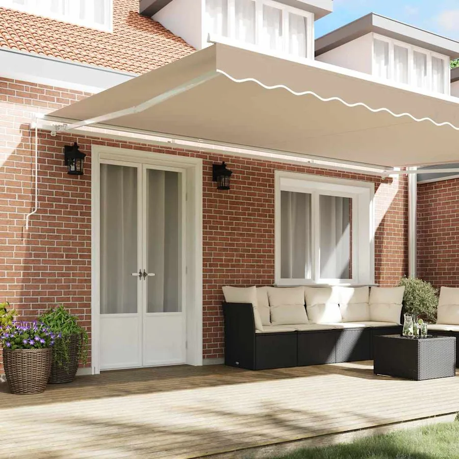 Auvent rétractable Beige 500 × 350 cm Polyester et Aluminium - 3