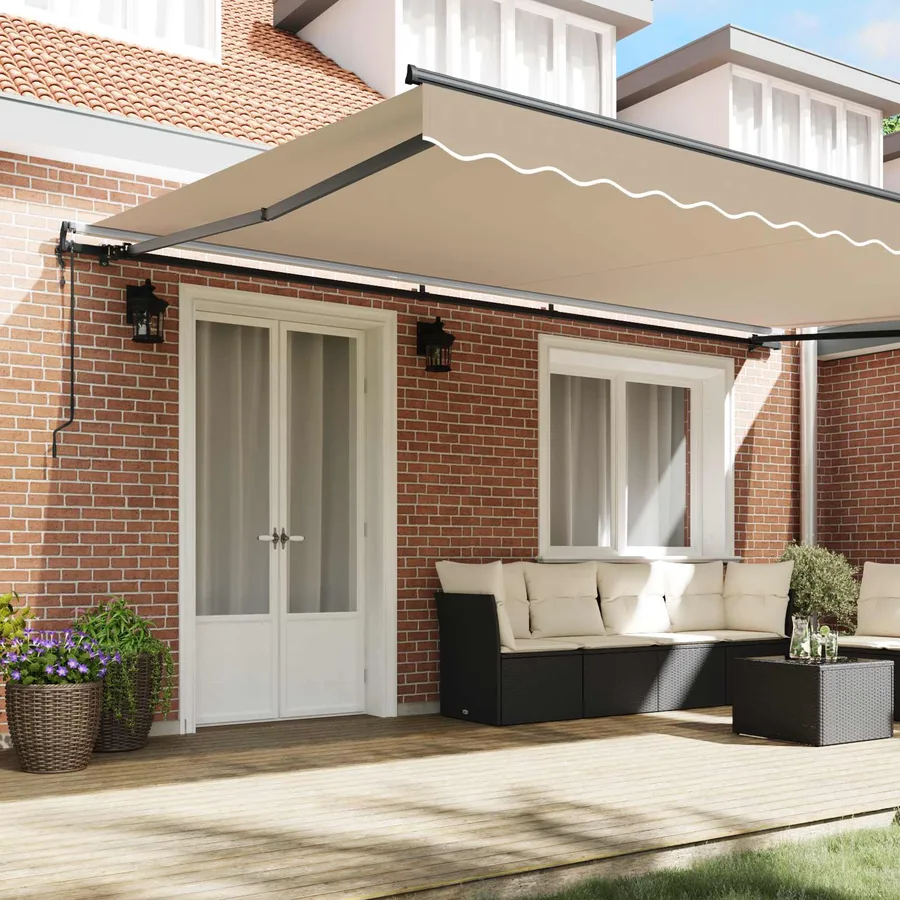 Auvent rétractable Beige 500 × 300 cm Tissu et Aluminium - 3