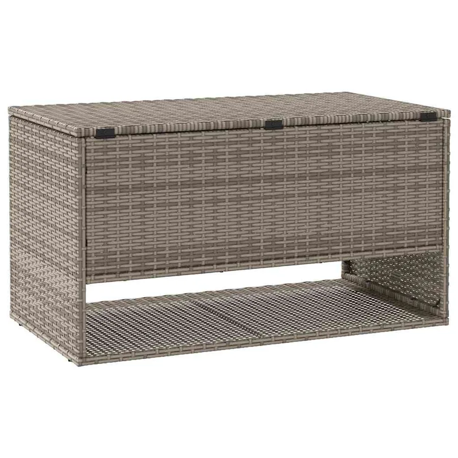 Coffre à coussins d'extérieur gris 100x55x55,5cm résine tressée - 6