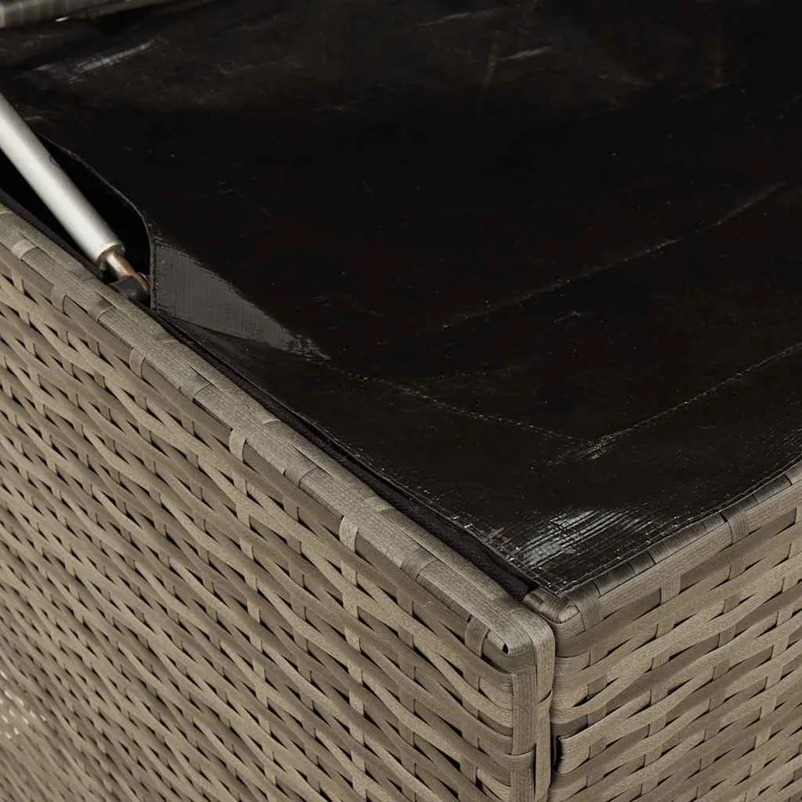 Coffre à coussins d'extérieur gris 100x55x55,5cm résine tressée - 8