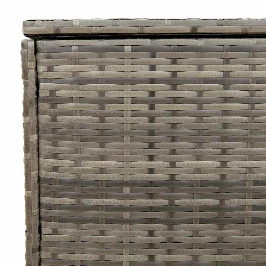 Coffre à coussins d'extérieur gris 100x55x55,5cm résine tressée - 9