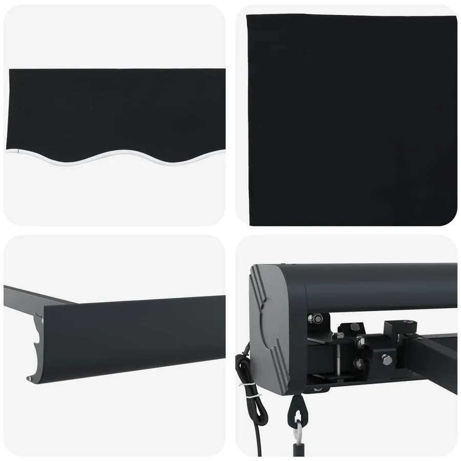 Auvent rétractable Noir 400 × 300 cm Tissu et Métal - 6
