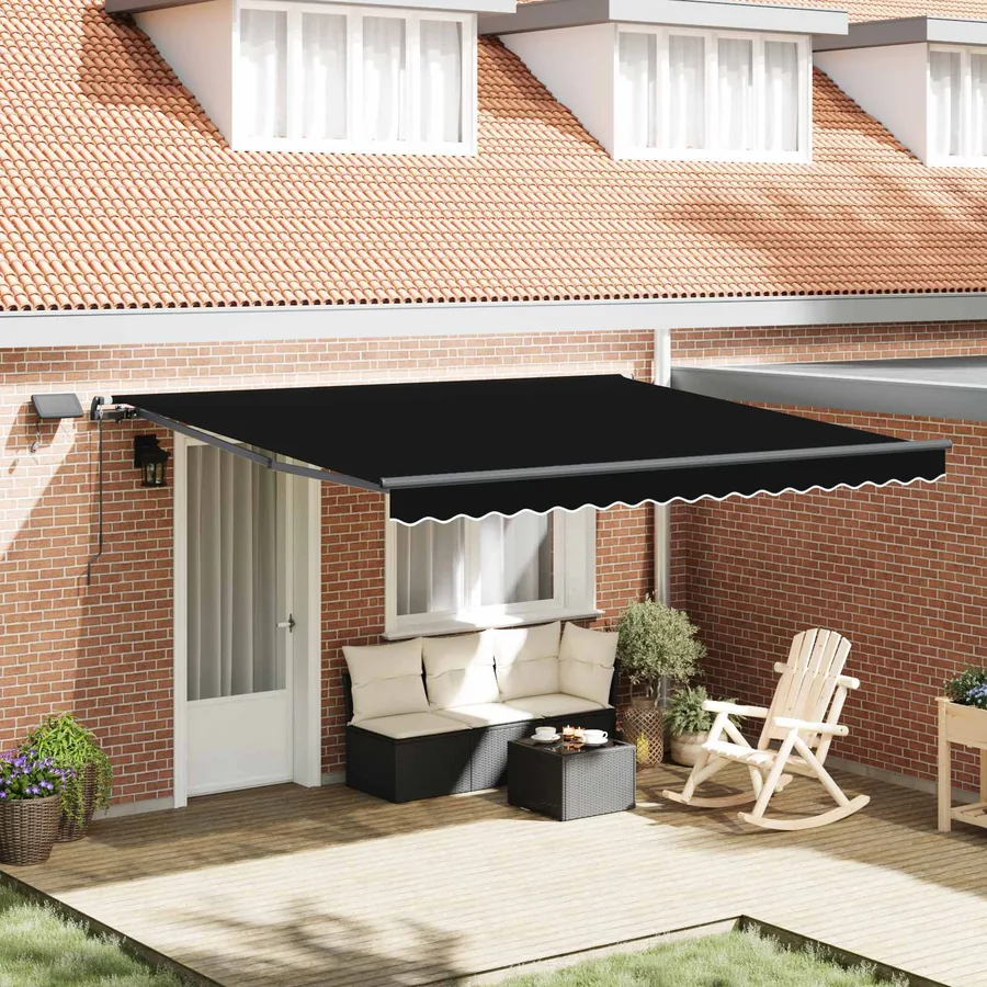 Auvent rétractable Noir 400 × 300 cm Tissu et Aluminium