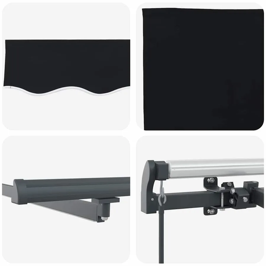 Auvent rétractable Noir 400 × 300 cm Tissu et Aluminium - 10