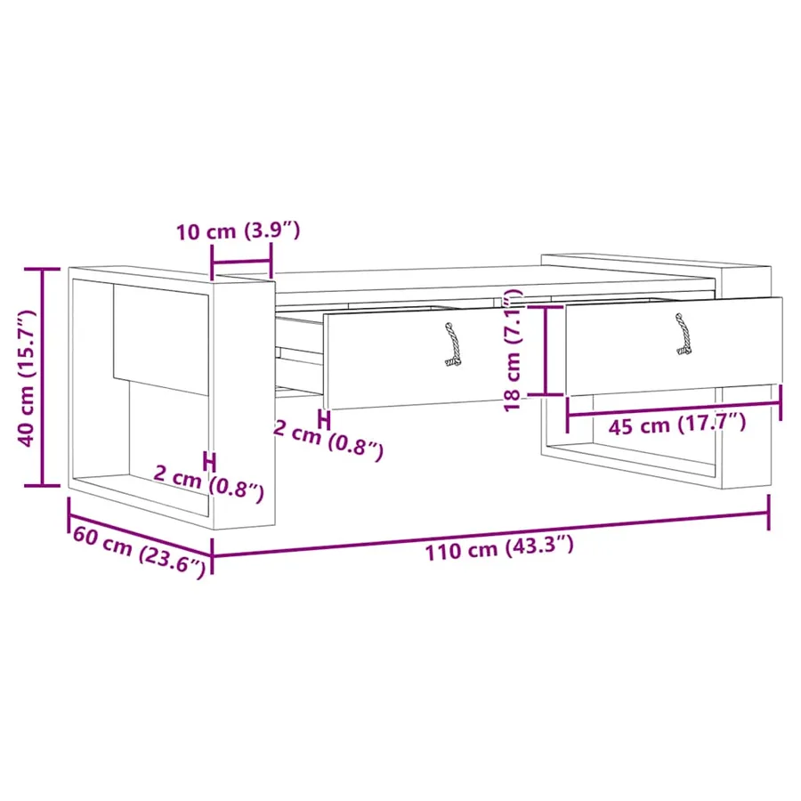 Table basse 110x60x40 cm Bois de teck massif - 11