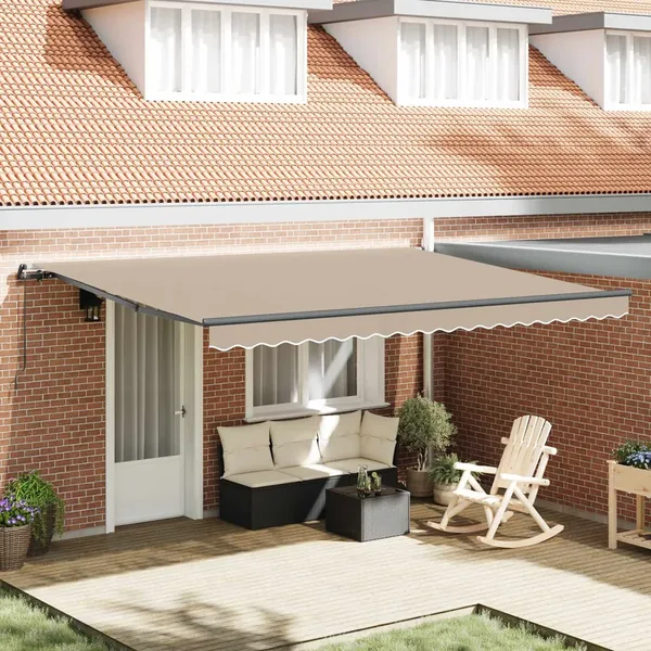 Auvent rétractable Beige 450 × 350 cm Polyester et Aluminium