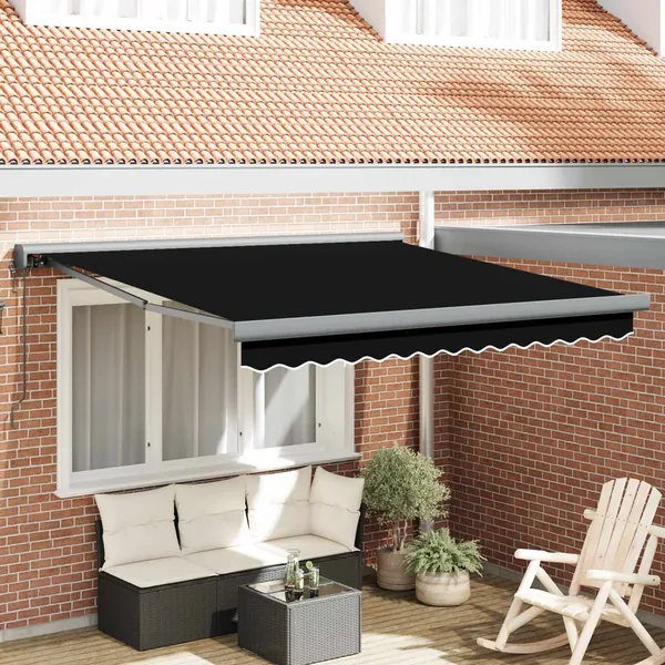 Auvent rétractable Noir 350 x 250 x 165 cm Tissu et Métal
