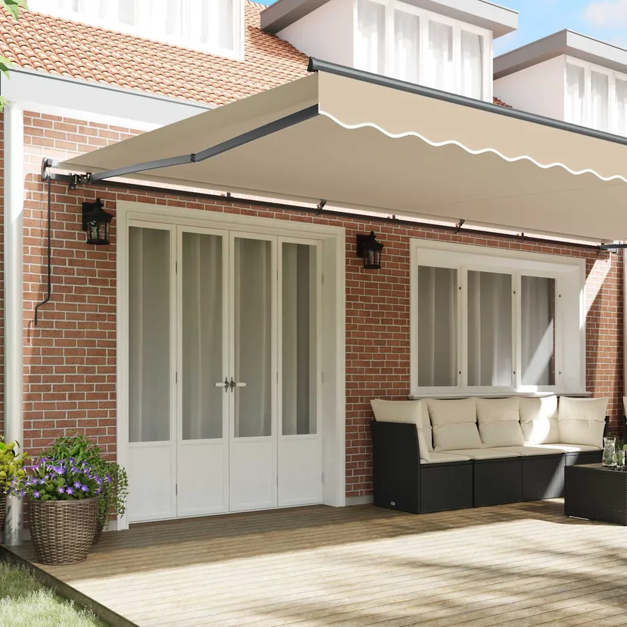 Auvent rétractable Beige 600 × 350 cm Polyester et Aluminium - 3