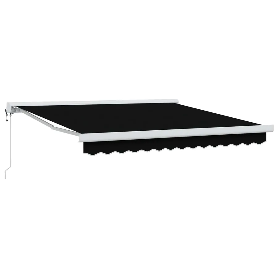 Auvent rétractable Noir 350 x 250 cm Tissu et Métal