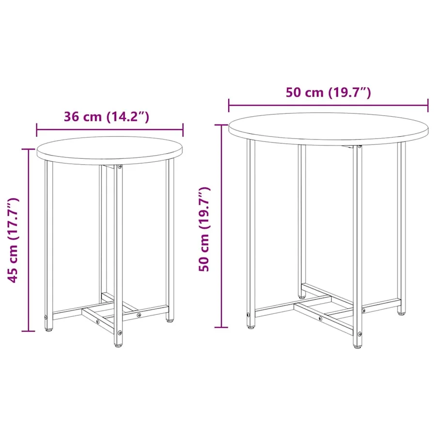 Ensemble de tables d'appoint 2 pcs Chêne Sonoma et noir - 10