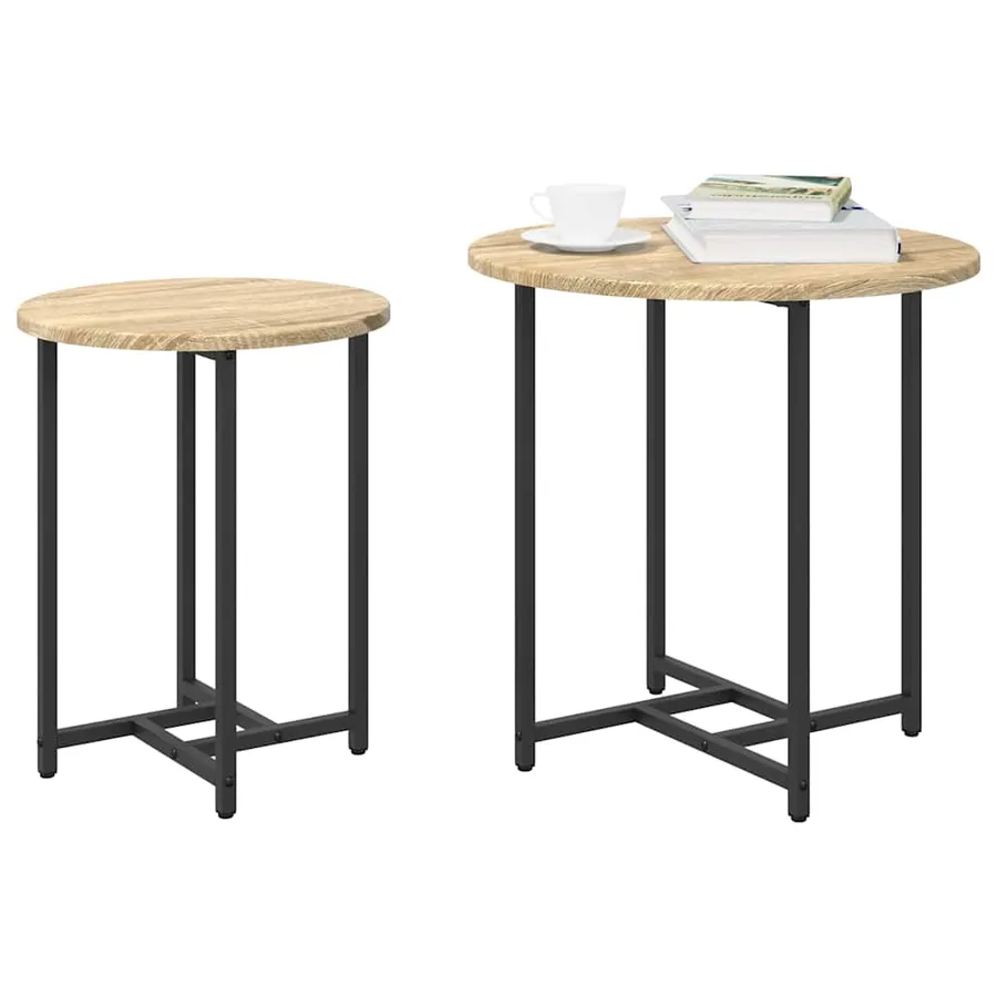 Ensemble de tables d'appoint 2 pcs Chêne Sonoma et noir - 3