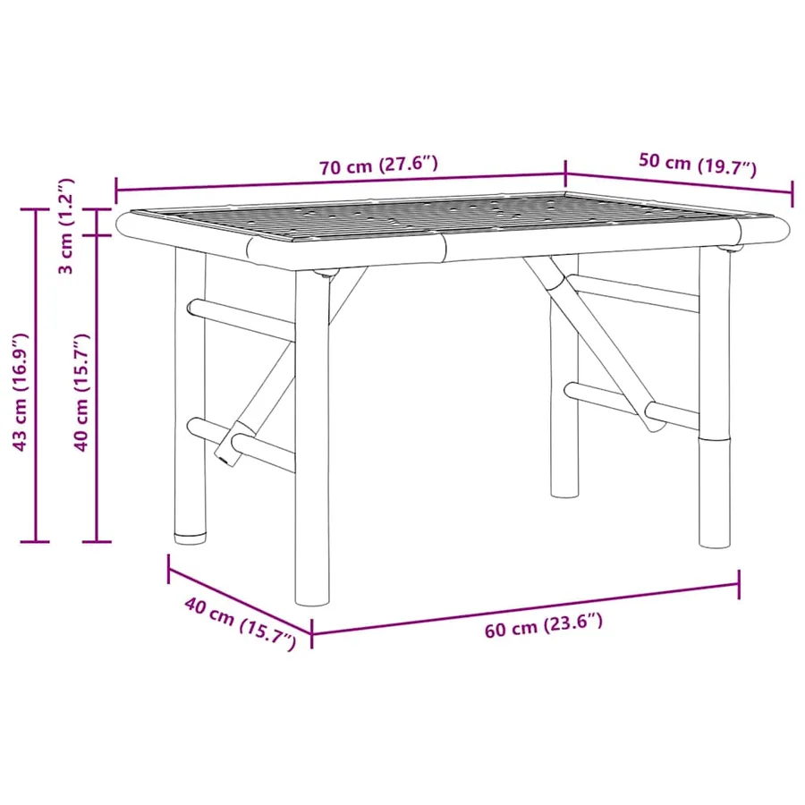 Table basse Marron 70 x 40 x 36 cm Bambou - 8