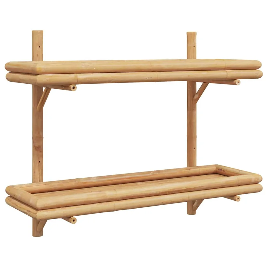 Étagère Murale avec étagère Marron 75 x 26 x 60 cm Bambou - 2