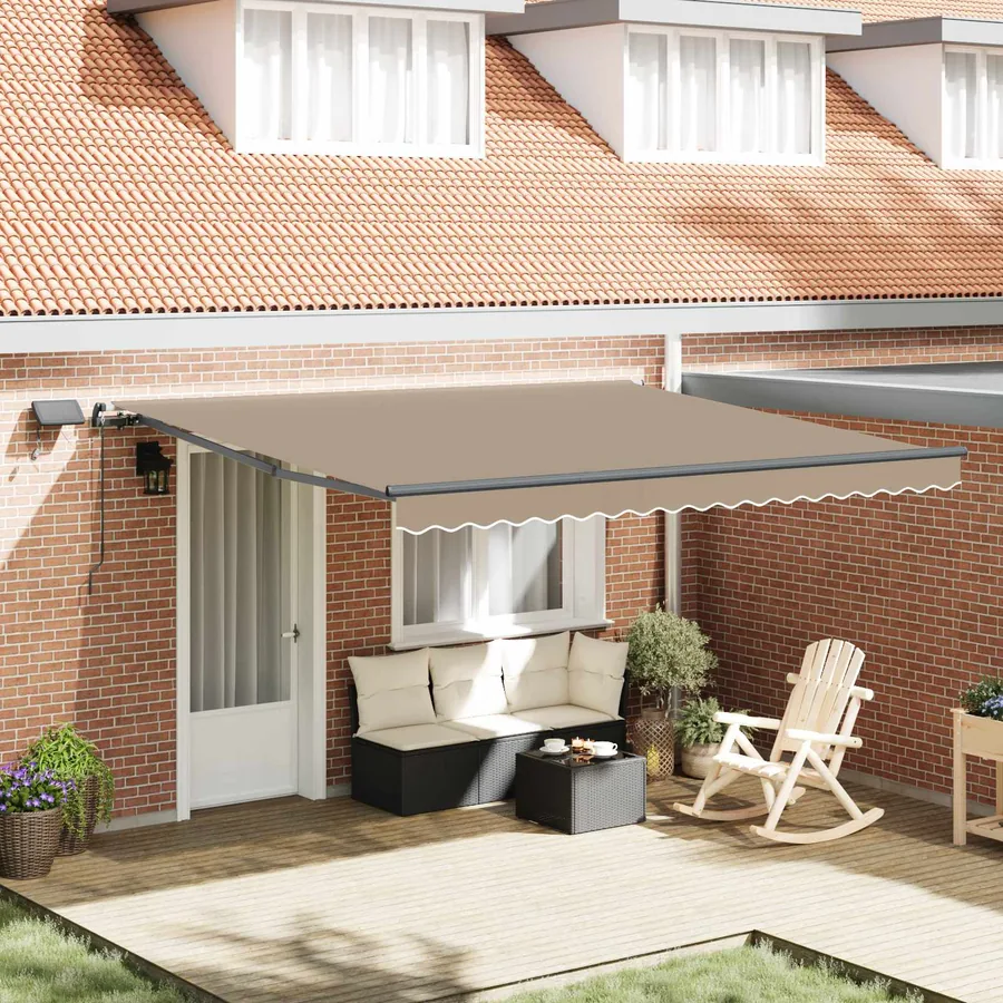 Auvent rétractable Beige 400 × 350 cm Tissu et Aluminium