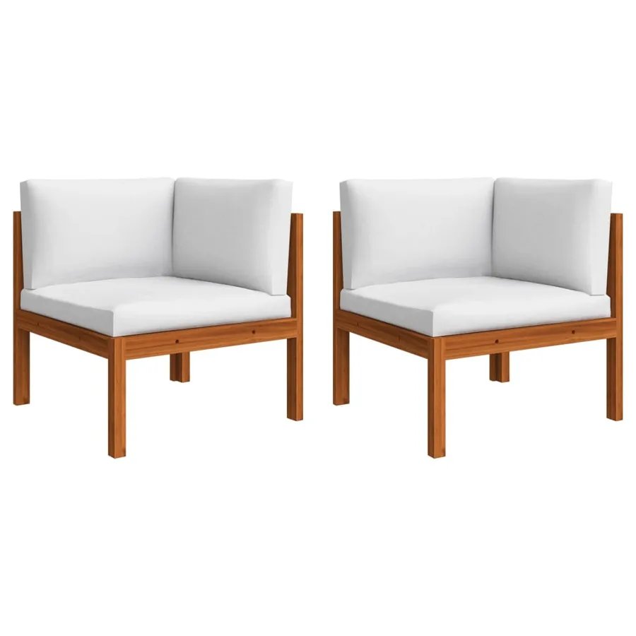Salon de jardin 6 pièces avec coussins, bois d'acacia crème et corde - 5