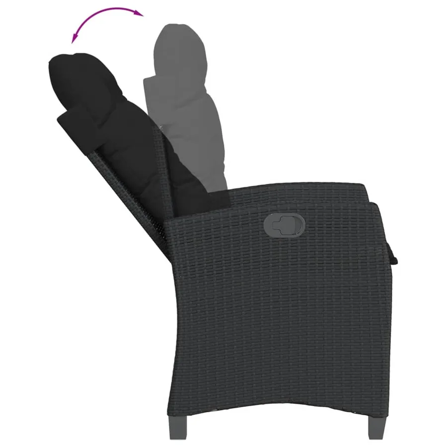 Ensemble à manger de jardin 9pcs coussins noir résine tressée - 6