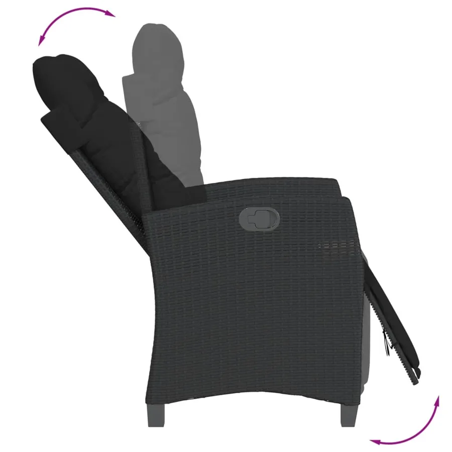 Ensemble à manger de jardin 9pcs coussins noir résine tressée - 7