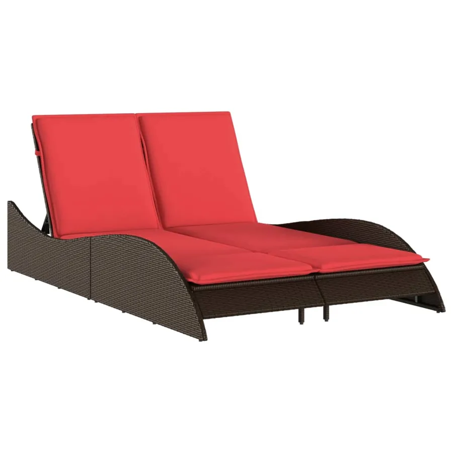 Chaise longue avec coussins Marron 114 x 205 x 73 cm Résine tressée - 2