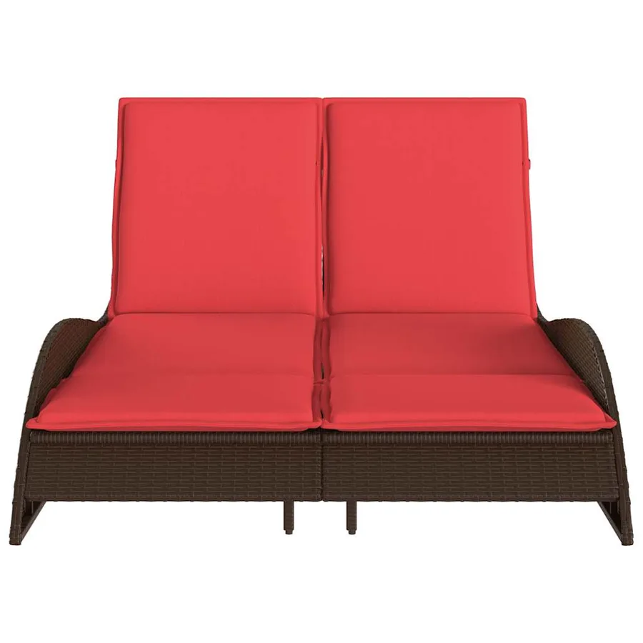 Chaise longue avec coussins Marron 114 x 205 x 73 cm Résine tressée - 4