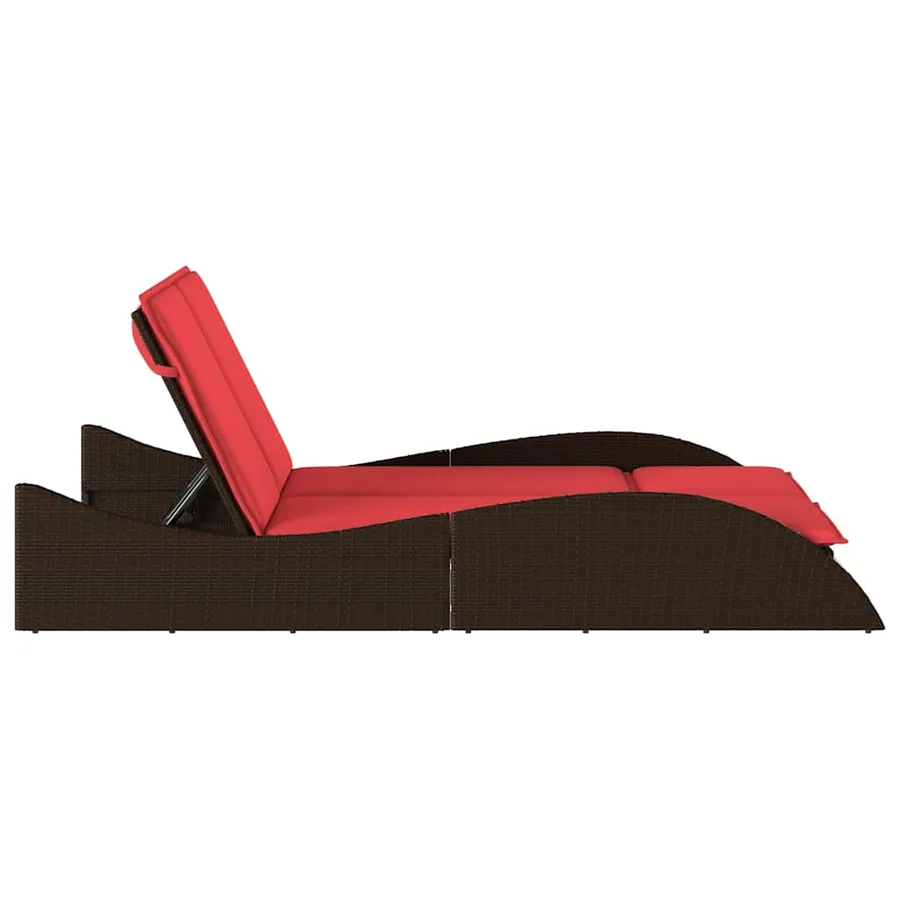 Chaise longue avec coussins Marron 114 x 205 x 73 cm Résine tressée - 5