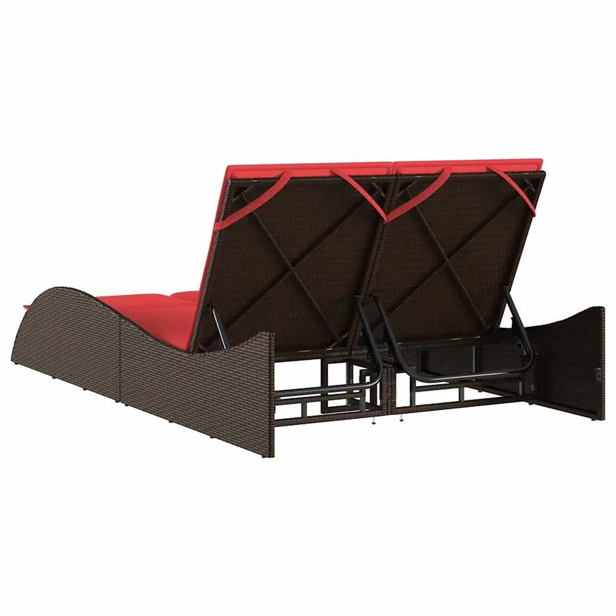 Chaise longue avec coussins Marron 114 x 205 x 73 cm Résine tressée - 6