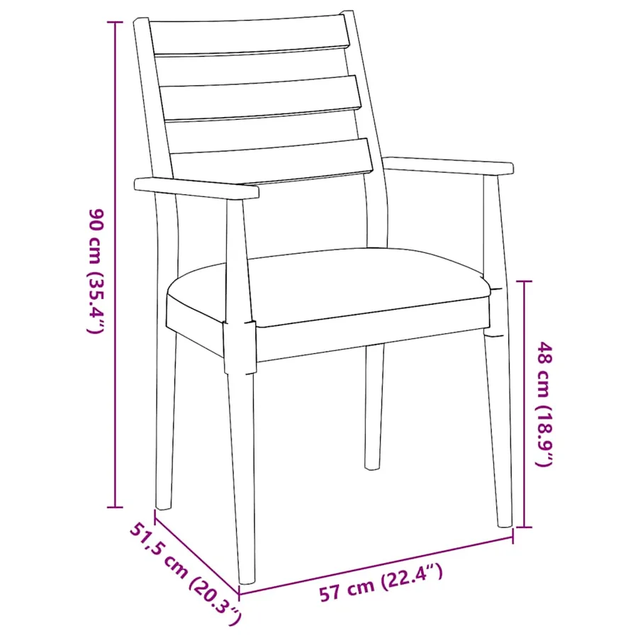 Chaises de salle à manger avec coussins (2 pcs) bois massif caoutchouc - 11