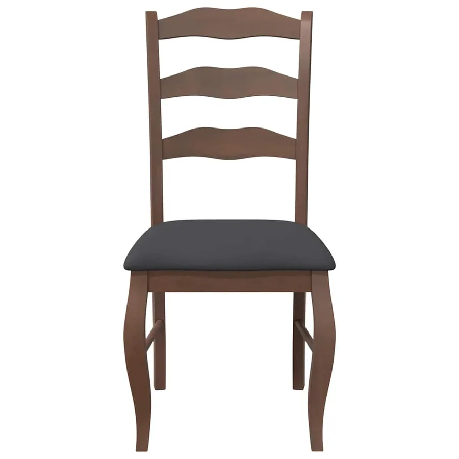 Chaises de salle à manger avec coussins (2 pcs) bois massif marron caoutchouc - 5